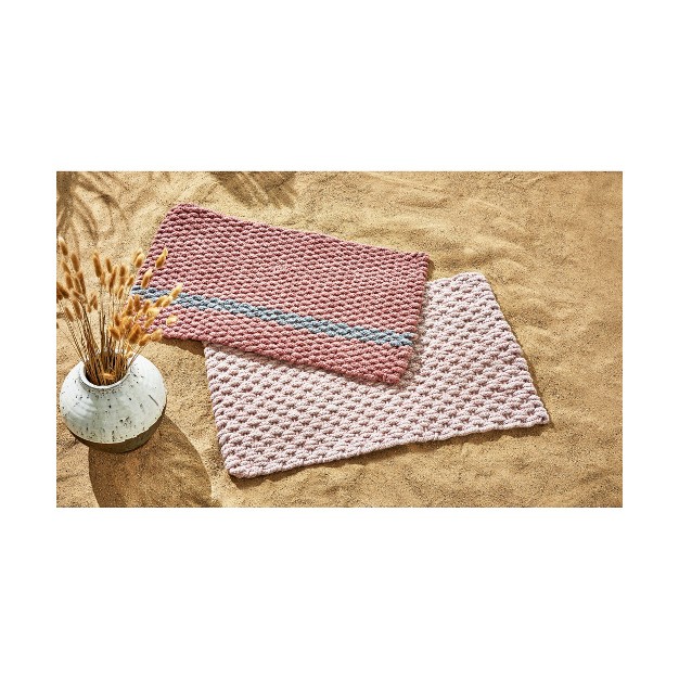 Handwoven Doormat Blush Striped Rectangle Indoor And Outdoor Polypropylene Door Welcome Mat Red