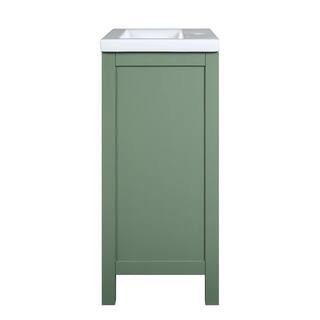 Home Decorators Collection Bailey 24 in. W x 16 in. D x 35 in. H Bath Vanity in Botanical Green with Single Hole White Vitreous China Top BGGVT2416