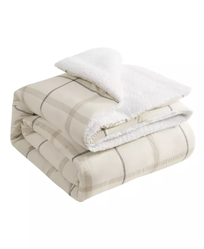 Lucky Brand Sherpa Reversible Microfiber Plaid 2-Piece Comforter Set， Twin Twin XL