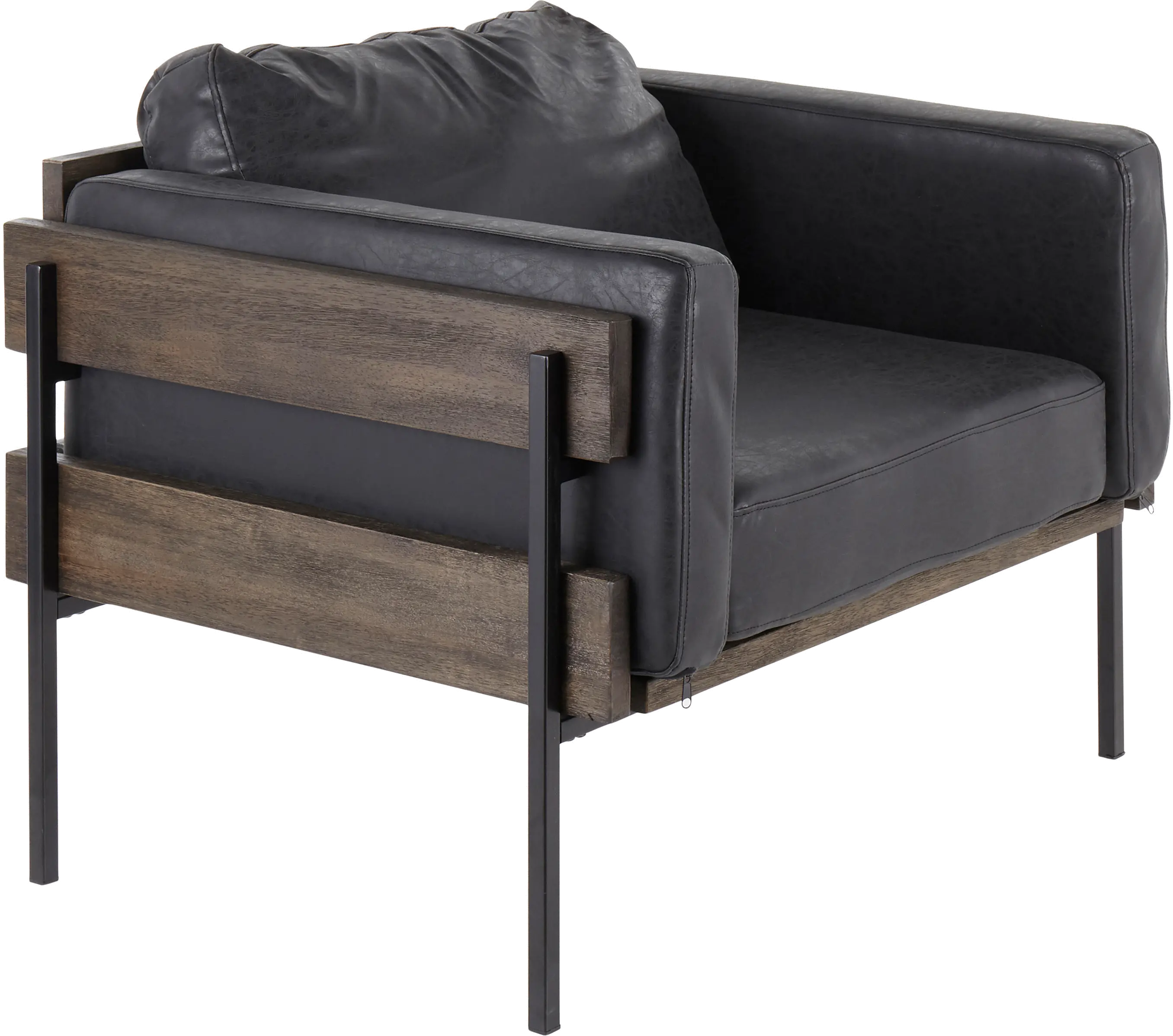 Farmhouse Black Faux Leather Accent Chair - Kari