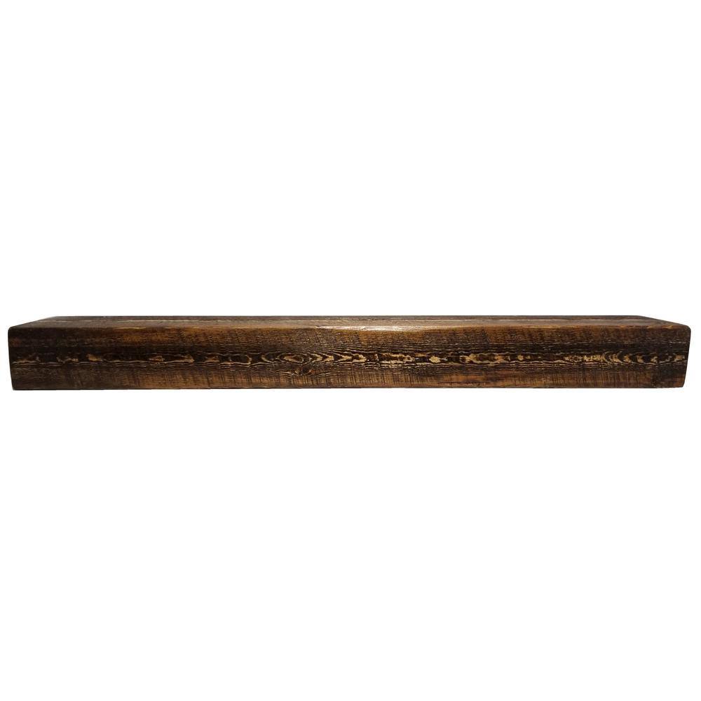 Solid Spruce Rough-Hewn Mantel 72 in. x 5 in. x 8 in. Fireplace Shelf 86026-076