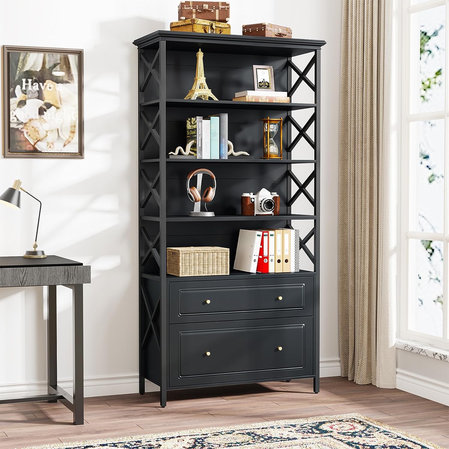 2-Drawer File Cabinet, Vertical Filling Cabinet with Storage Shelves