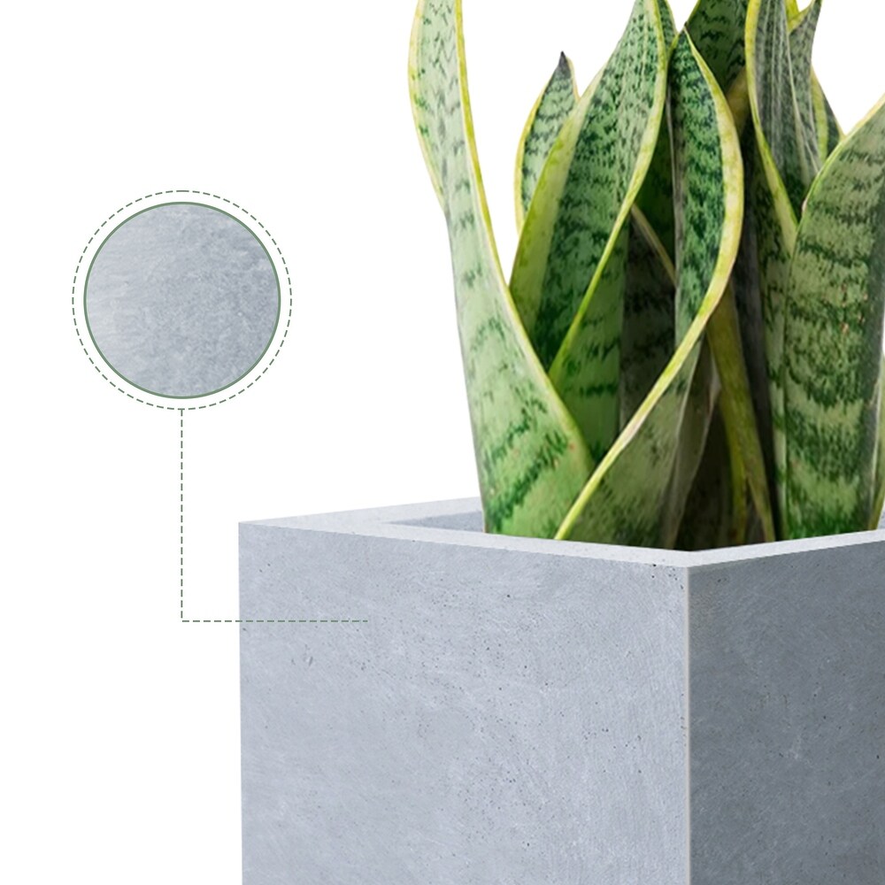 Durx litecrete Lightweight Concrete Cement Color Tall Planter Medium   11'x11'x23.6'