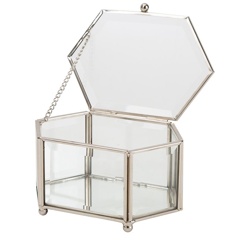 Home Details Vintage Mirrored Bottom Diamond Shape Keepsake Box