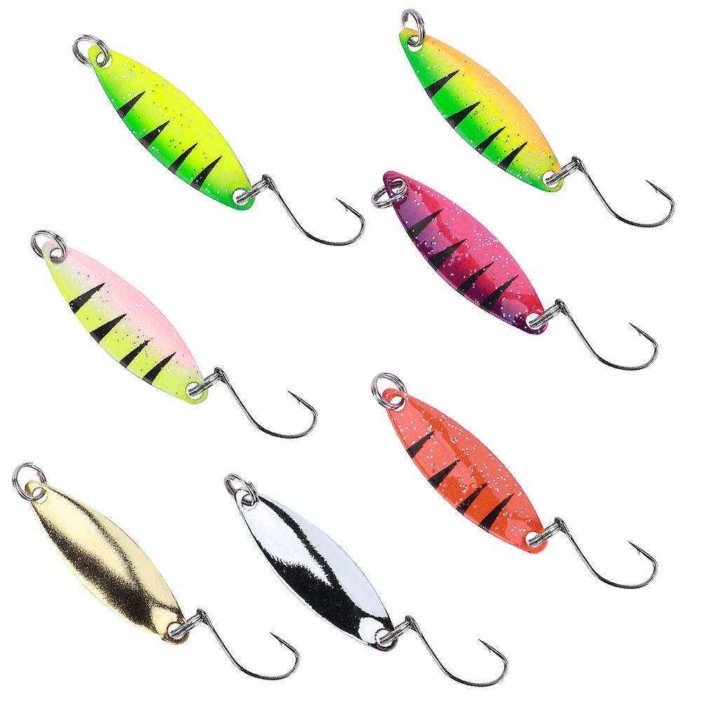 7pcs Multicolor Sequin Single Hook Metal Artificial Spoons Lure Bait Fishing Tackle