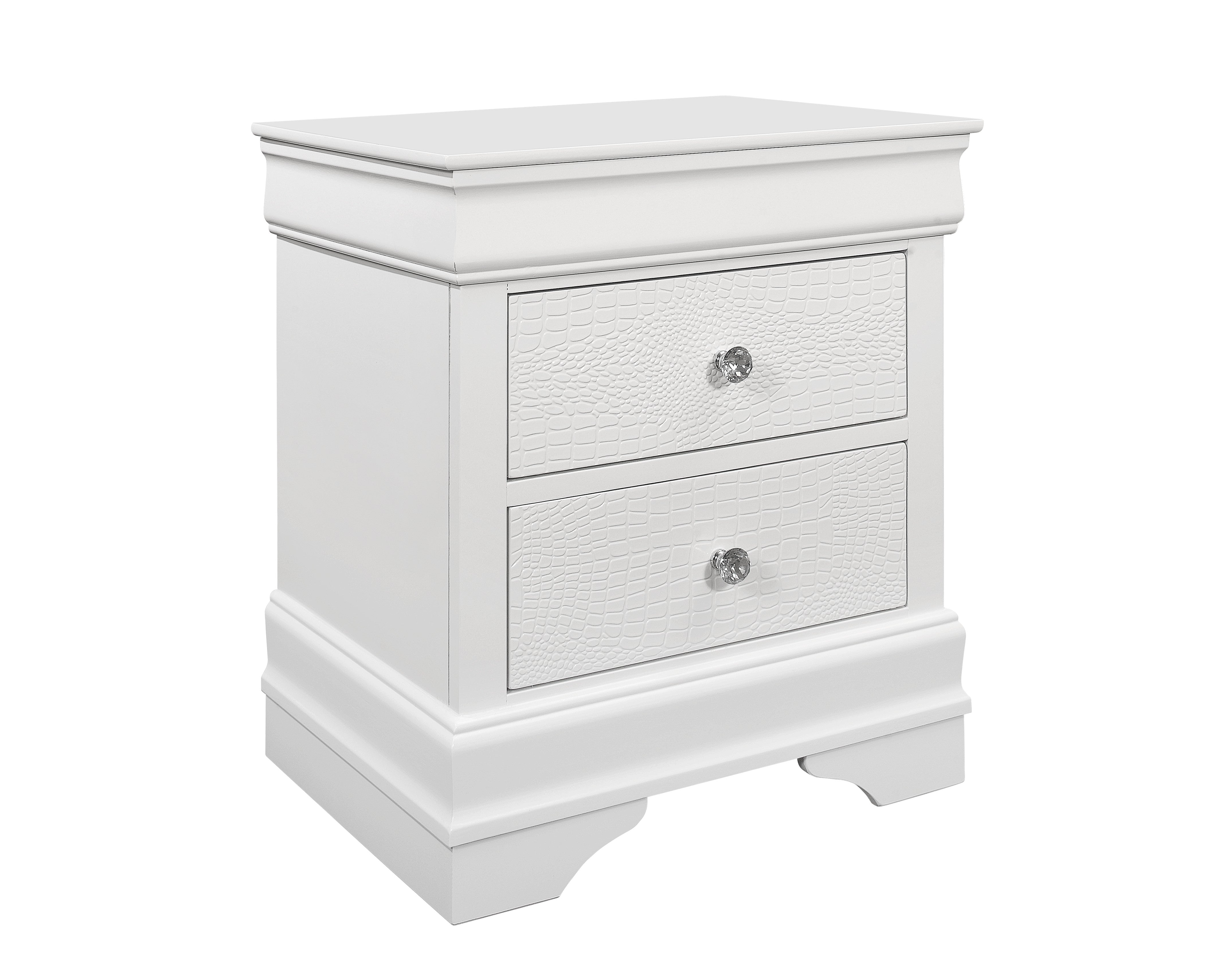 Global Furniture USA Pompei Metallic White Nightstand