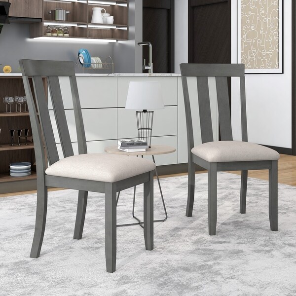 Set of 2 Dining Chairs Soft Fabric Dining Room Chairs with Seat Cushions and Curved Back for Kitchen