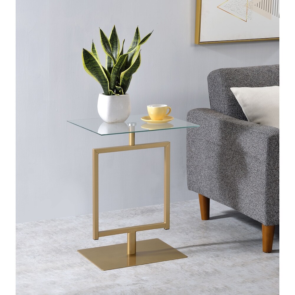 Metal   Glass Side Table (Gold)