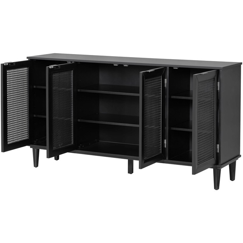 Classic Large Storage Space Sideboard with Artificial Rattan Door