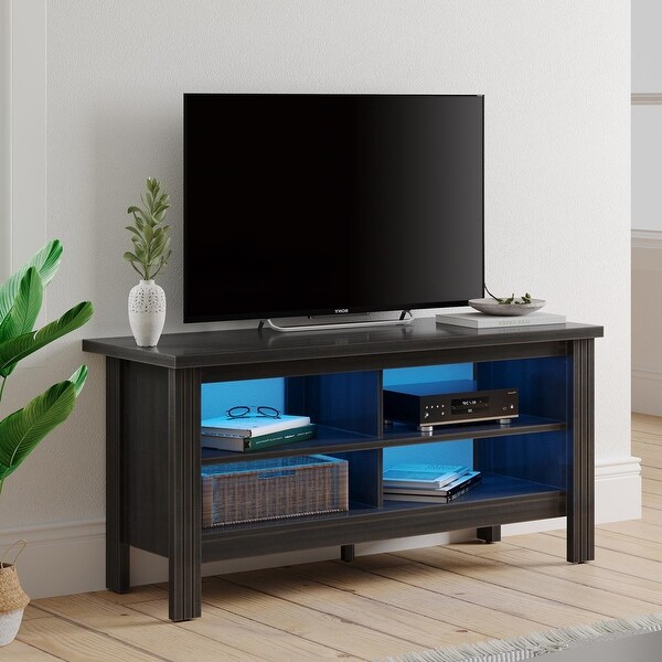 Classic TV Stand with LED Lights for 55-85 Inch TV， Black/Espresso/Oak