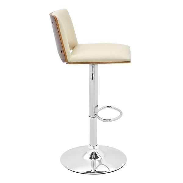 Thierry Adjustable Swivel Faux Leather and Metal Bar Stool