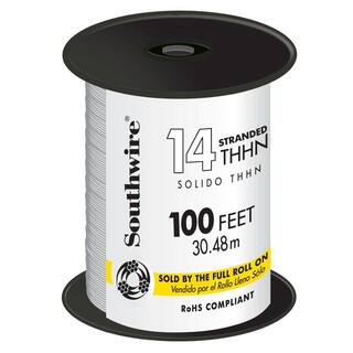 Southwire 100 ft. 14 White Stranded CU THHN Wire 22956784