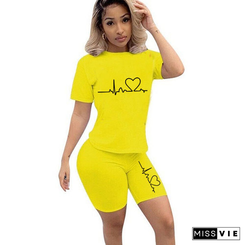 Summer Women Two Piece Set Sportswear T-Shirts And Shorts Ladies Casual O-Neck Pullover Short Sleeve T-Shirt Casual Tracksuit