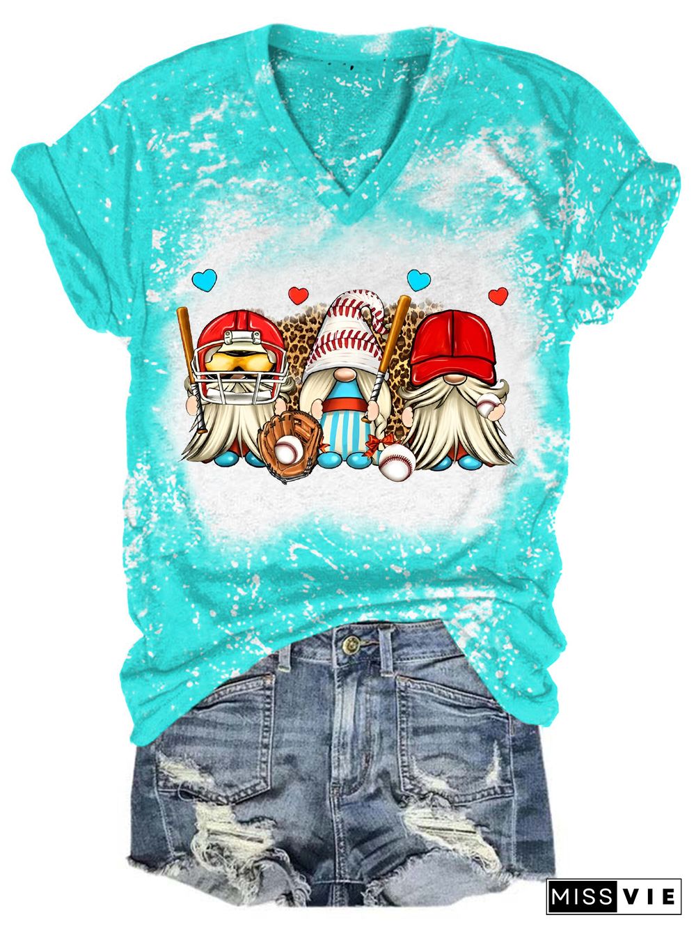 Baseball Team Gnomes Bleaching V Neck T-shirt