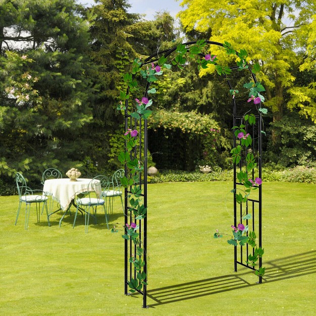 Costway 7 2ft Garden Arch Steel Arbor Wedding Garden Decoration Climbing Plants W stakes