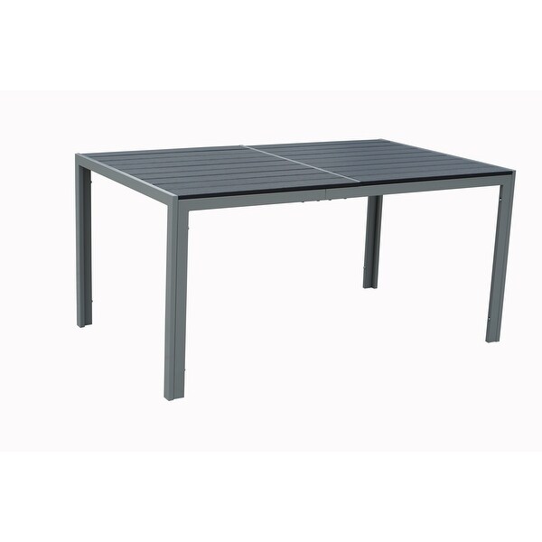 Kozyard Coolmen Outdoor Patio Dining Table with PowderCoated Frame and Wood Like Laminate Table Top