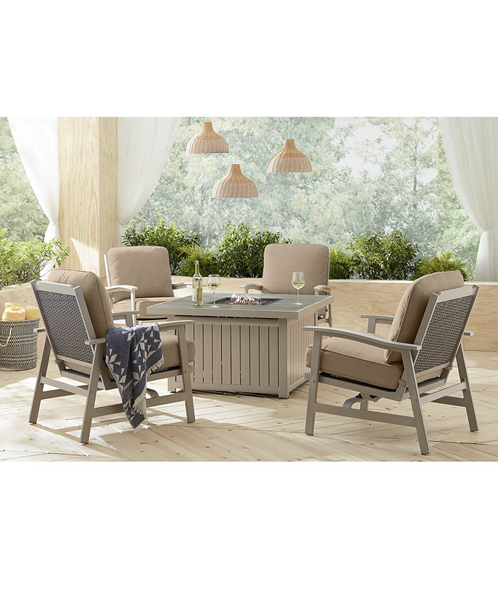 Furniture CLOSEOUT! Lakehouse Outdoor 5-Pc. Chat Set (1 Fire Pit and 4 Rocker Chairs)