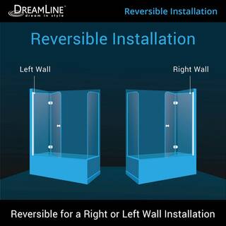 DreamLine Aqua Fold 56 in. to 60 in. x 58 in. Semi-Frameless Hinged Tub Door with Return Panel in Chrome SHDR-3636580-RT-01