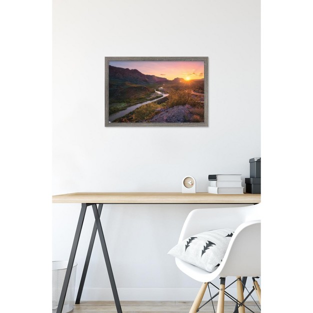 Trends International Texas Rio Grande At Sunset Framed Wall Poster Prints