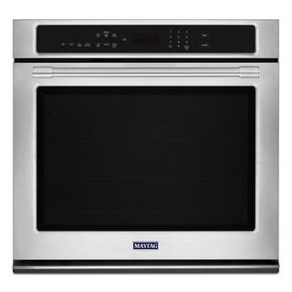 Maytag 30 in. Single Electric Wall Oven with True Convection in Fingerprint Resistant Stainless Steel MEW9530FZ