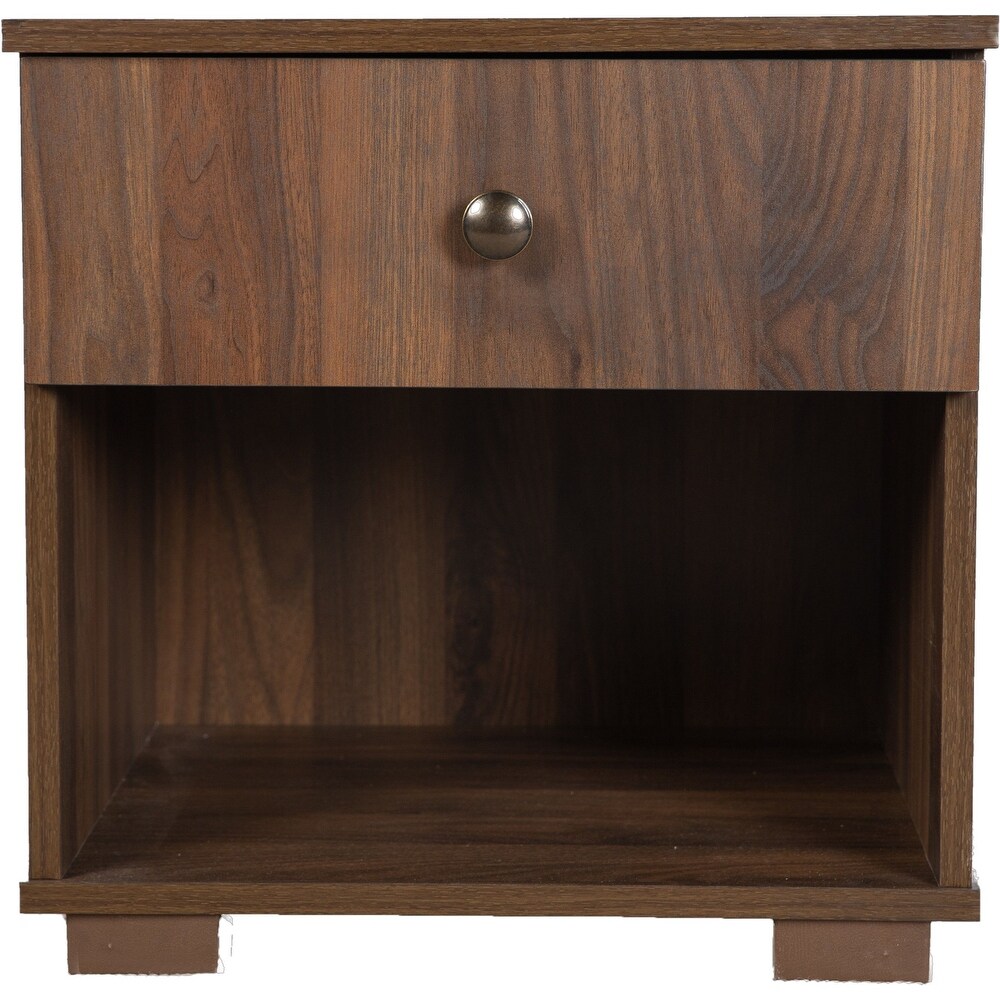 Rachel Bed In A Box with 2 Nightstands in Walnut