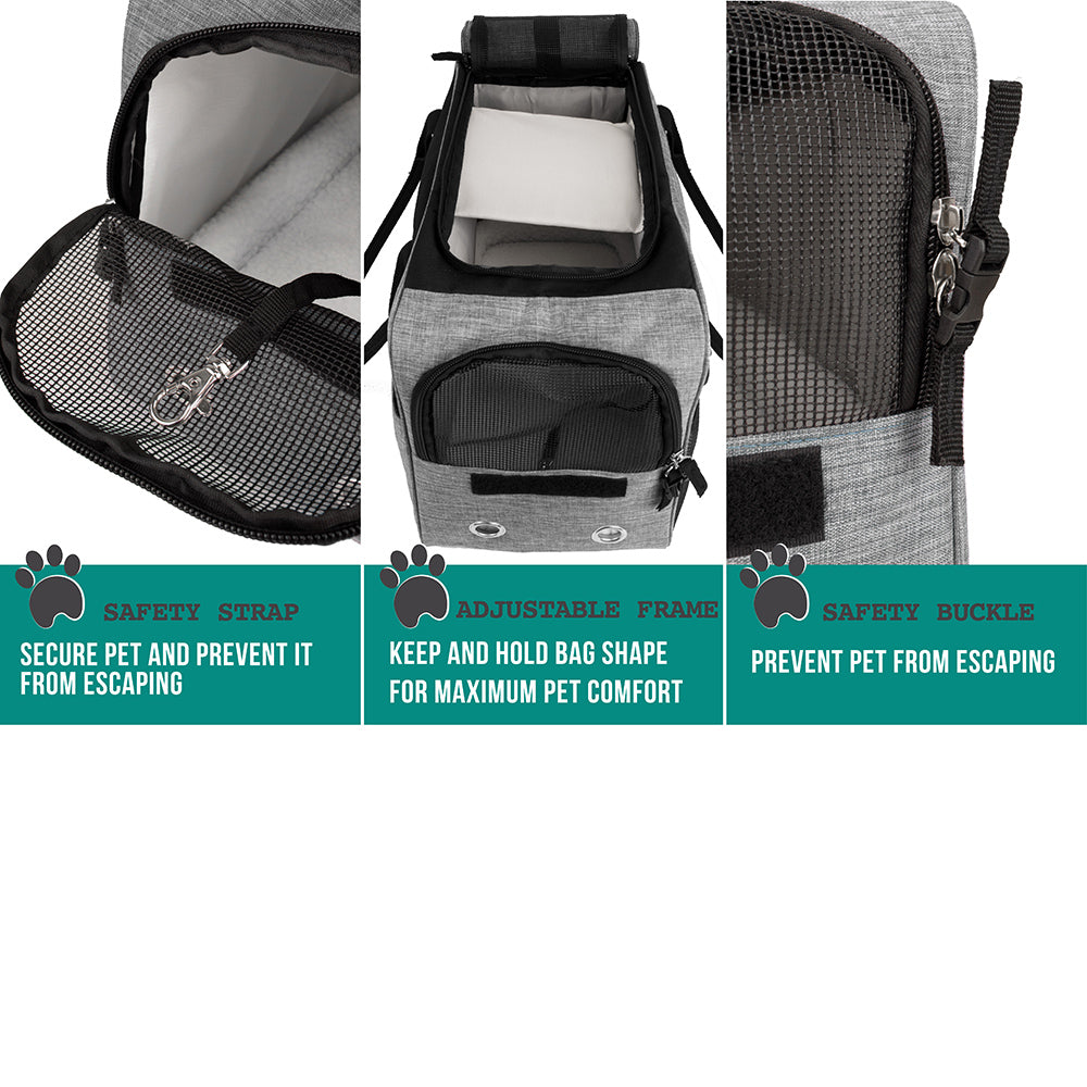 PetAmi Airline Approved Dog Purse Carrier | Soft-Sided Pet Carrier for Small Dog， Cat， Puppy， Kitten | Portable Stylish Pet Travel Handbag | Ventilated Breathable Mesh， Sherpa Bed (Heather Grey)