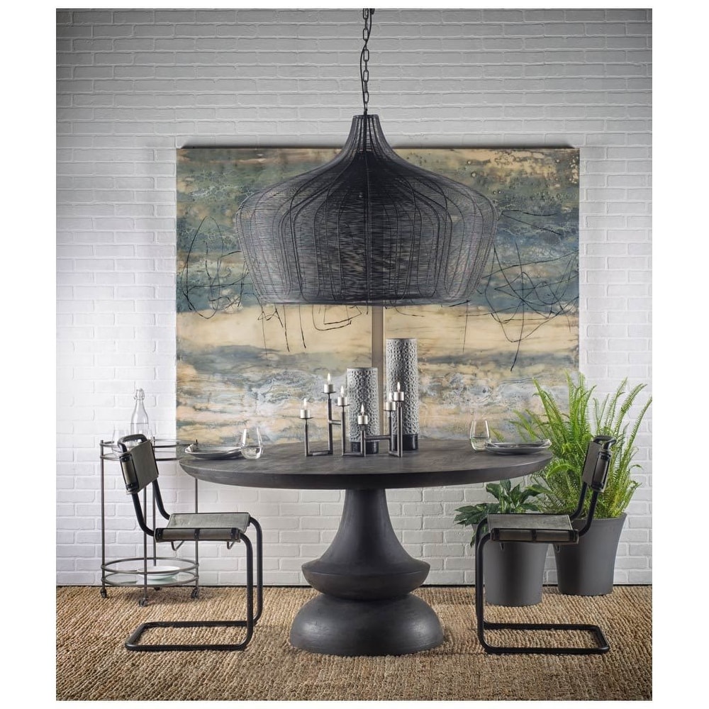 Crossman Grey Solid Wood Round Dining Table