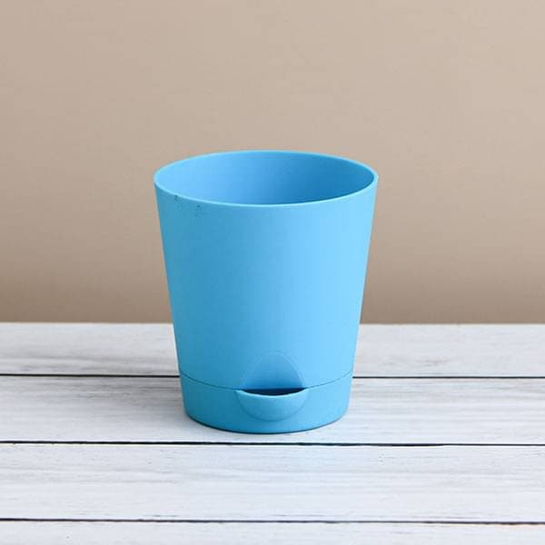 3.9 inch (10 cm) Krish No. 10 Self Watering Round Plastic Planter (Turquoise) (set of 6)