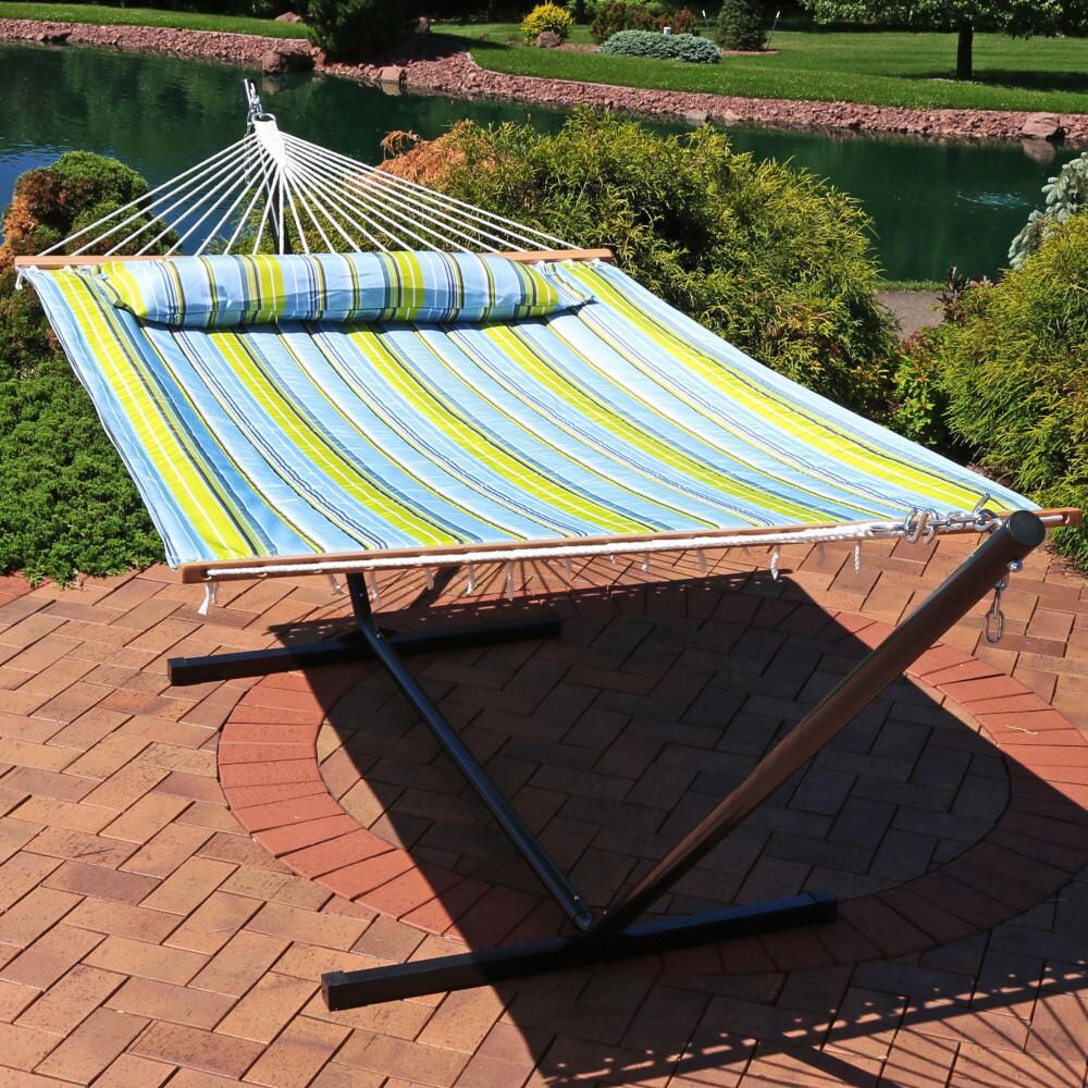 Ultimate Patio Quilted Hammock w/ Stand and Spreader Bars