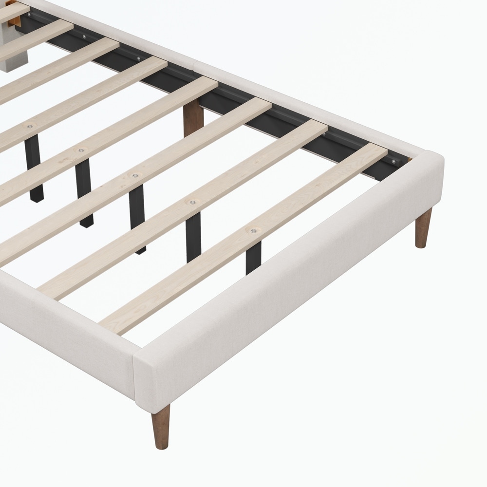 Full Platform Bed Frame with Vertical Channel Tufted Headboard