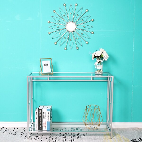 Living Room Toughened Glass Panel Console Table