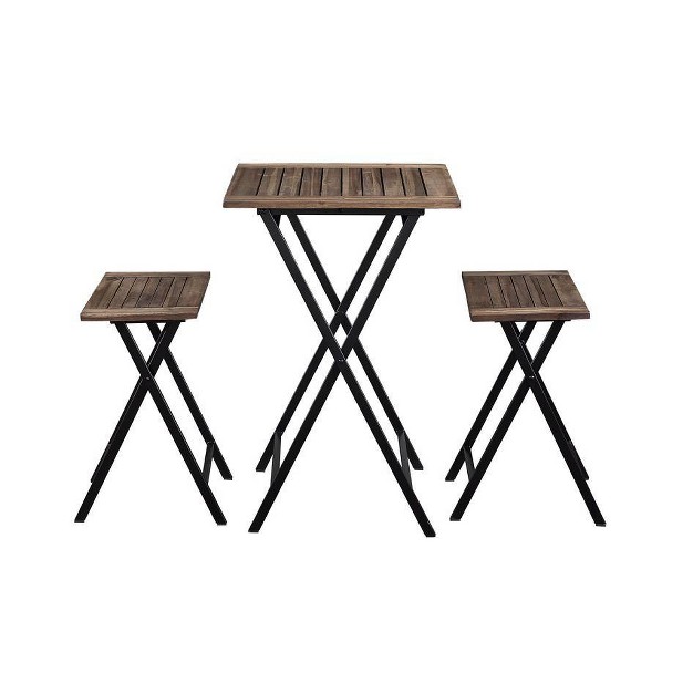 3pc Brookville Folding Bistro Dining Set Natural Boraam