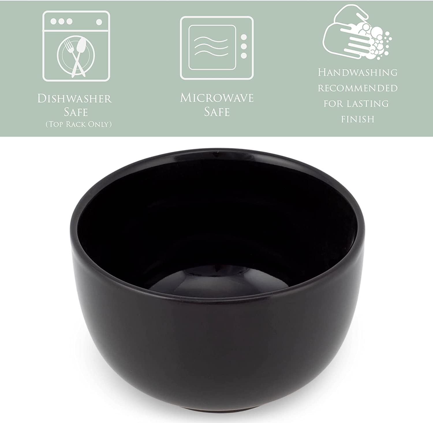 Elanze Designs Bistro Glossy Ceramic 4 inch Dessert Bowls Set of 4， Black