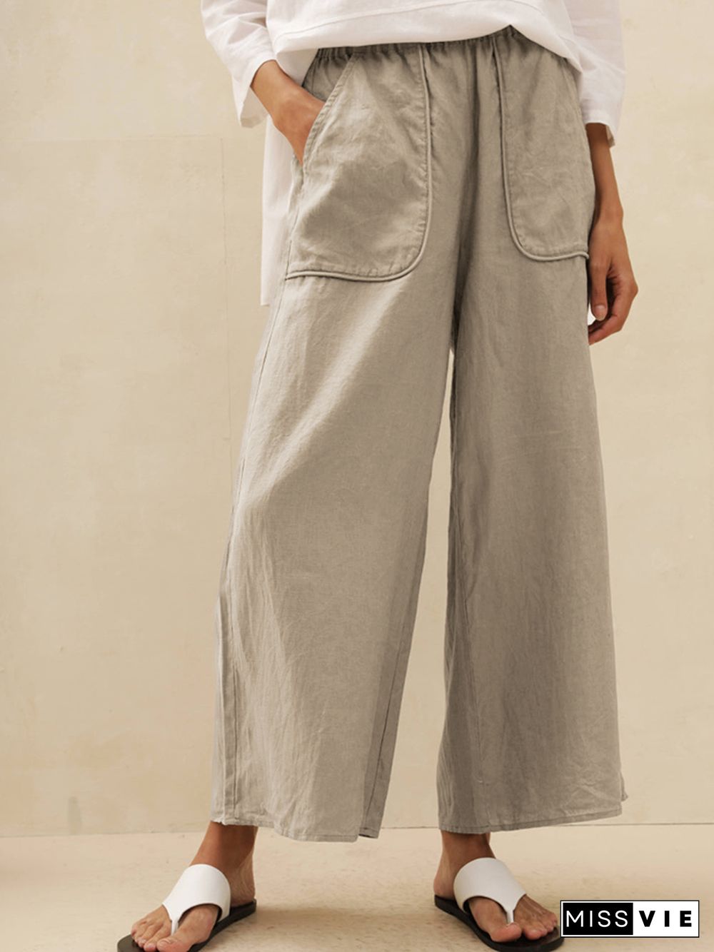 Thalia Linen Pocket Wide Leg Pants