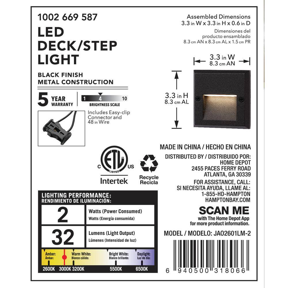 Hampton Bay 10-Watt Black Outdoor Integrated LED Landscape Path Light JAO2601LM-2