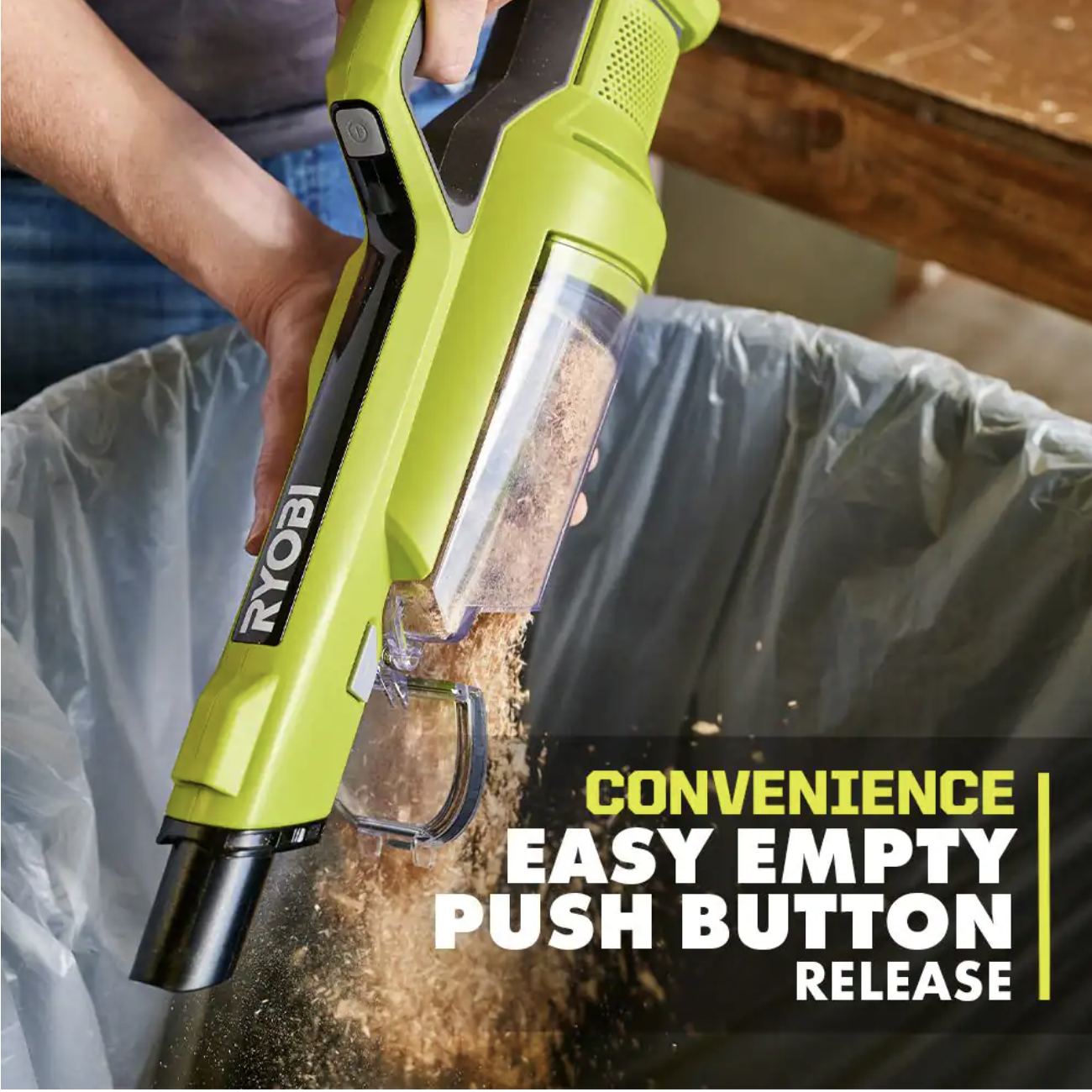 Ryobi One+ 18V Cordless Hand Vacuum With Powered Brush (Tool Only)