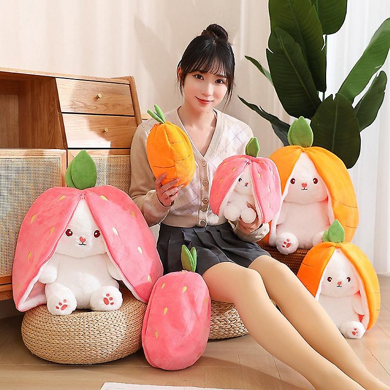 Creative Funny Doll Carrot Rabbit Plush Toy Cute Carrot Strawberry Turn Into Rabbit Plush Toy