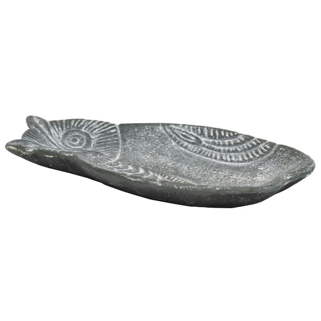 Gray Metal Owl Decorative Storage Jewelry Trinket Dish Foreside Home amp Garden