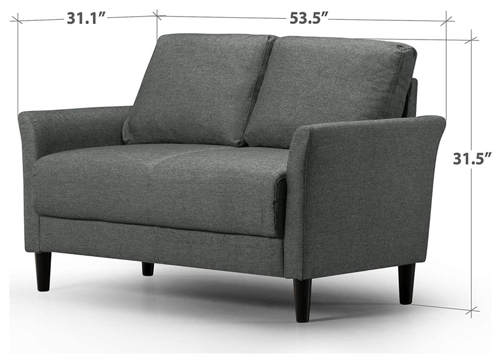 Contemporary Loveseat  Tapered Legs With Polyester Upholstered Seat   Midcentury   Loveseats   by Decor Love  Houzz