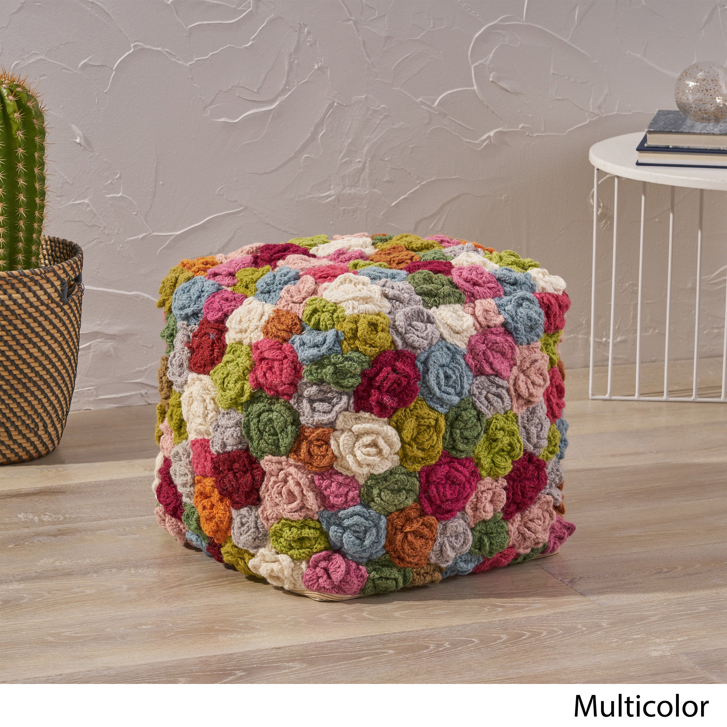 Ellyanna Boho Wool Ottoman Pouf