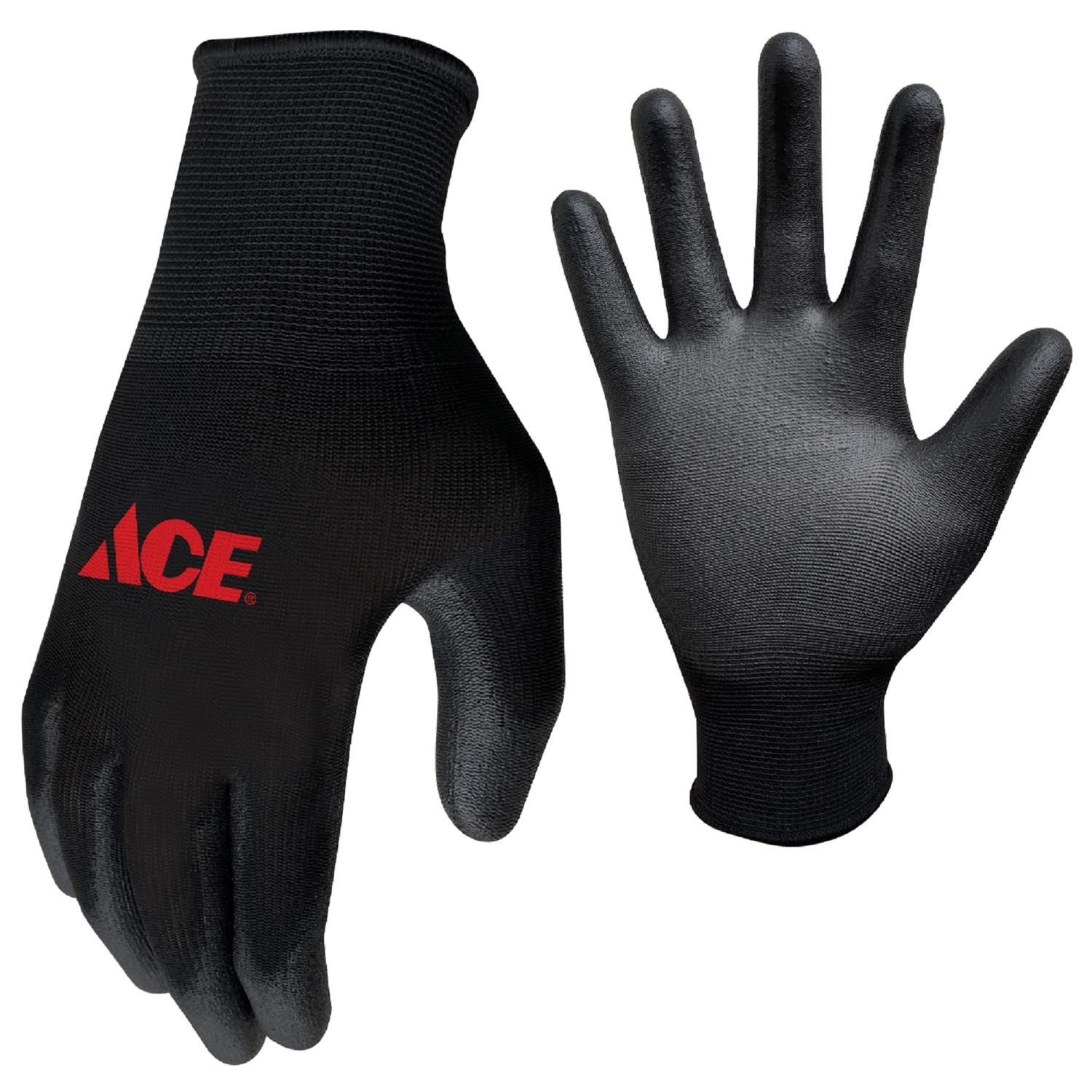 Ace Men\u0027s Indoor/Outdoor Coated Work Gloves Black L 1 pair