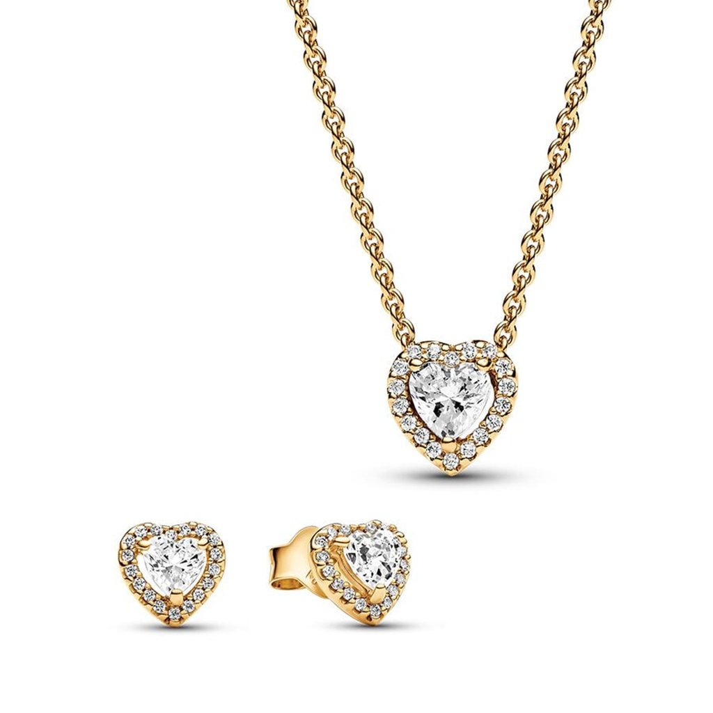 PANDORA  Sparkling Elevated Heart Jewelry Gift Set - 14k Gold-plated unique metal blend