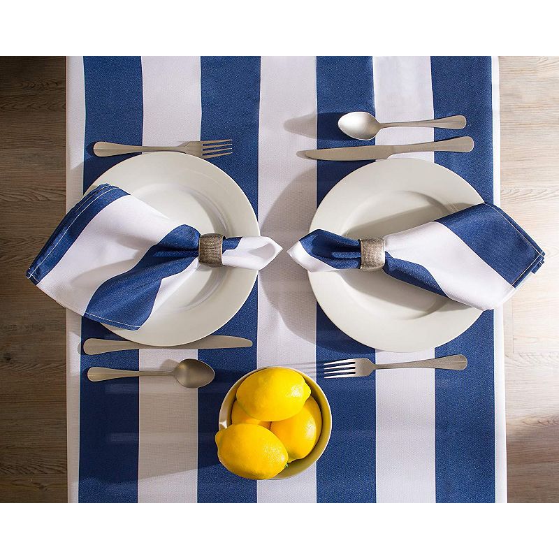 120 Blue and White Striped Rectangular Outdoor Tablecloth