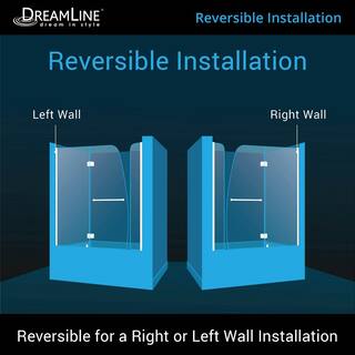 DreamLine Aqua 56in. - 60 in. W x 58 in. H Frameless Hinged Tub Door with Extender Panel in Oil Rubbed Bronze SHDR3148586EX06