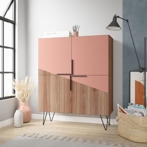 Beekman 43.7 Low Cabinet in Brown and Pink