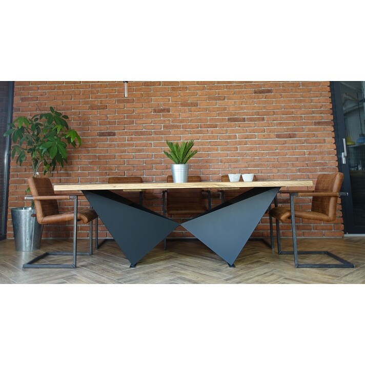 AXEL Oak Wood Dining Table   Oak Wood/Black