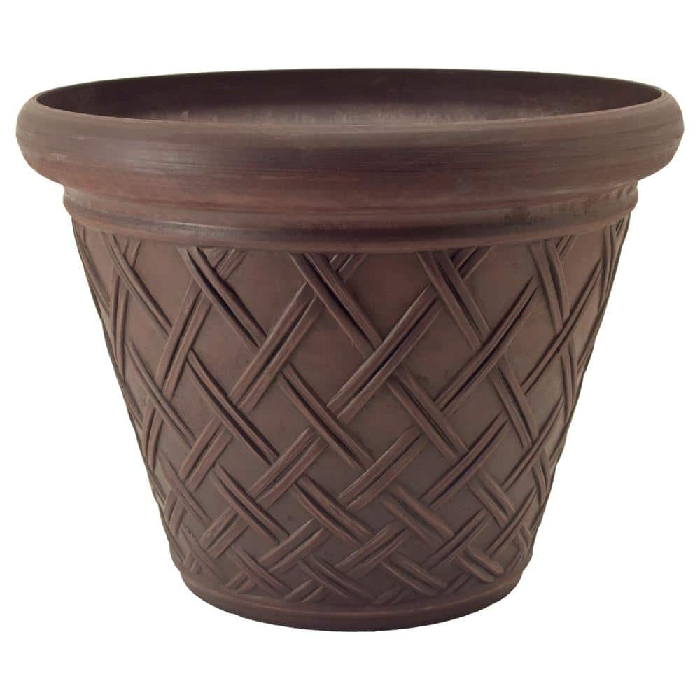 Arcadia Garden Products Basket Weave 18 in. x 14 in. Chocolate PSW Pot MB46C