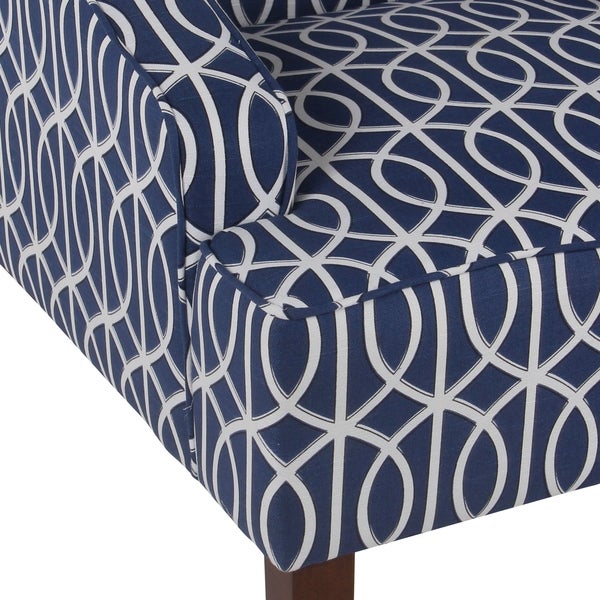 Porch and Den Cammy Blue Trellis Swoop Accent Chair