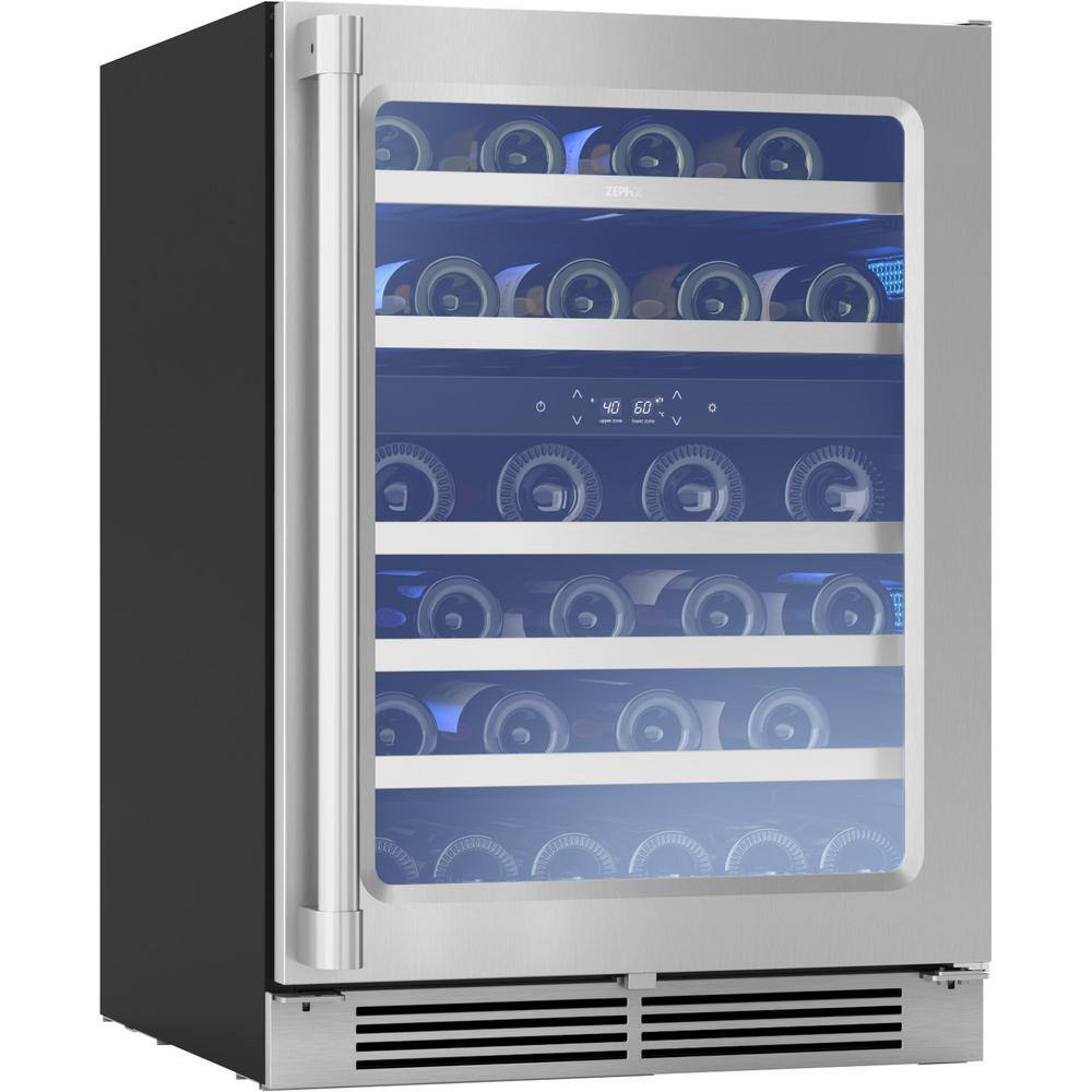 Zephyr 24 in. Dual Zone 45-Bottle Free Standing or Built-In Wine Cooler PRPW24C02AG