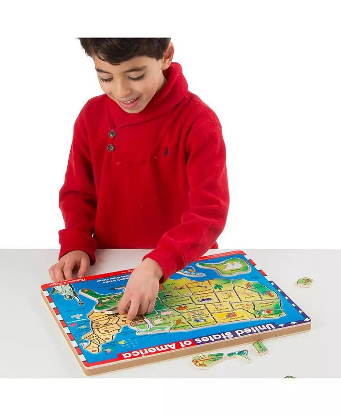 Melissa and Doug Melissa and Doug USA Map Sound Puzzle - Wooden Puzzle With Sound Effects (40 pcs)  Multicolor